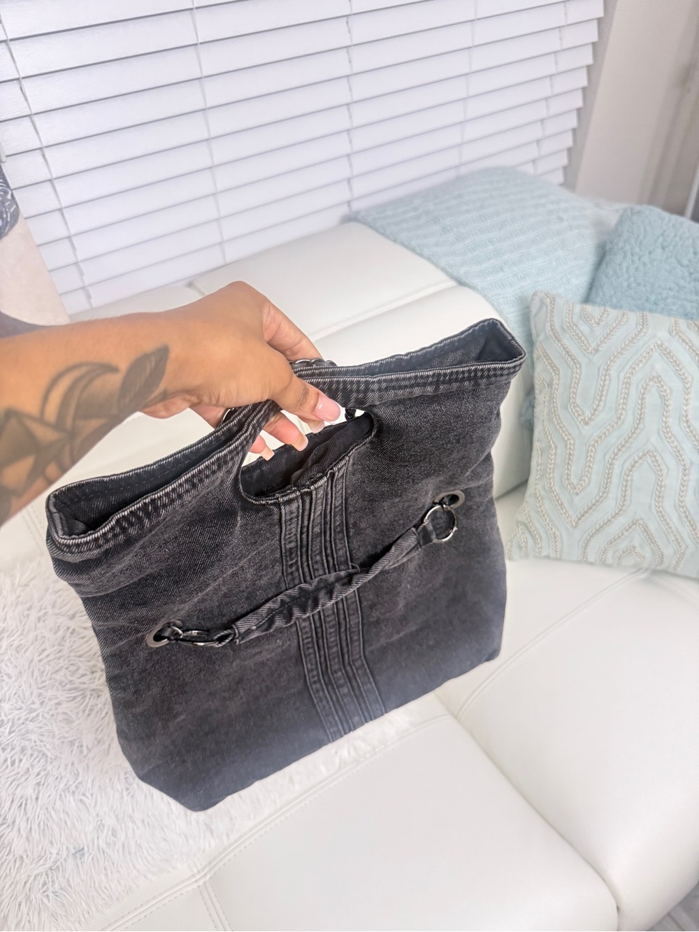Black Washed Canvas Tote Bag - Stylish Everyday Carry